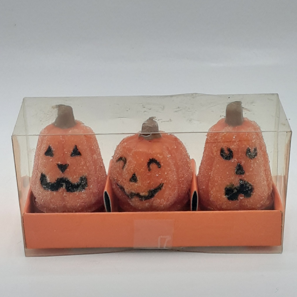 Sugared Pumpkin Jack-O-Lantern Vintage Hallowen Candles Decoration.